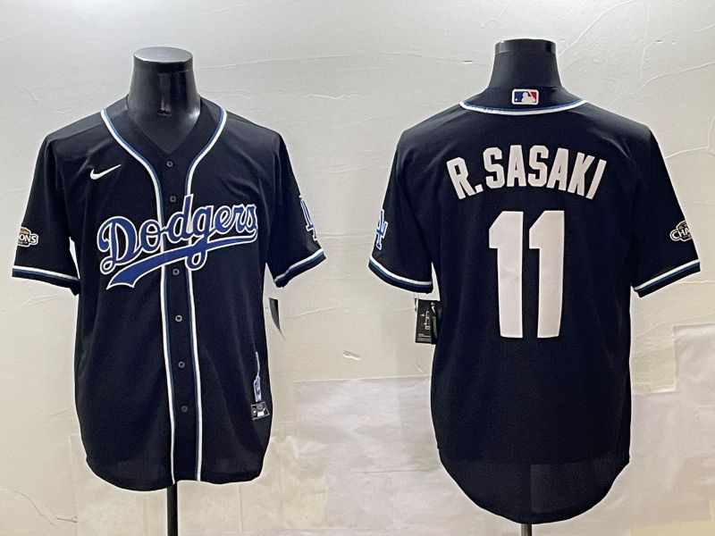 Men Los Angeles Dodgers #11 R.Sasaki Black Fashion Game 2025 Nike MLB Jersey style 30619->kansas city royals->MLB Jersey